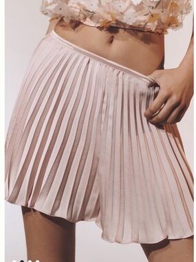 Anthropologie Silky Plissé Shorts in Pink Rose